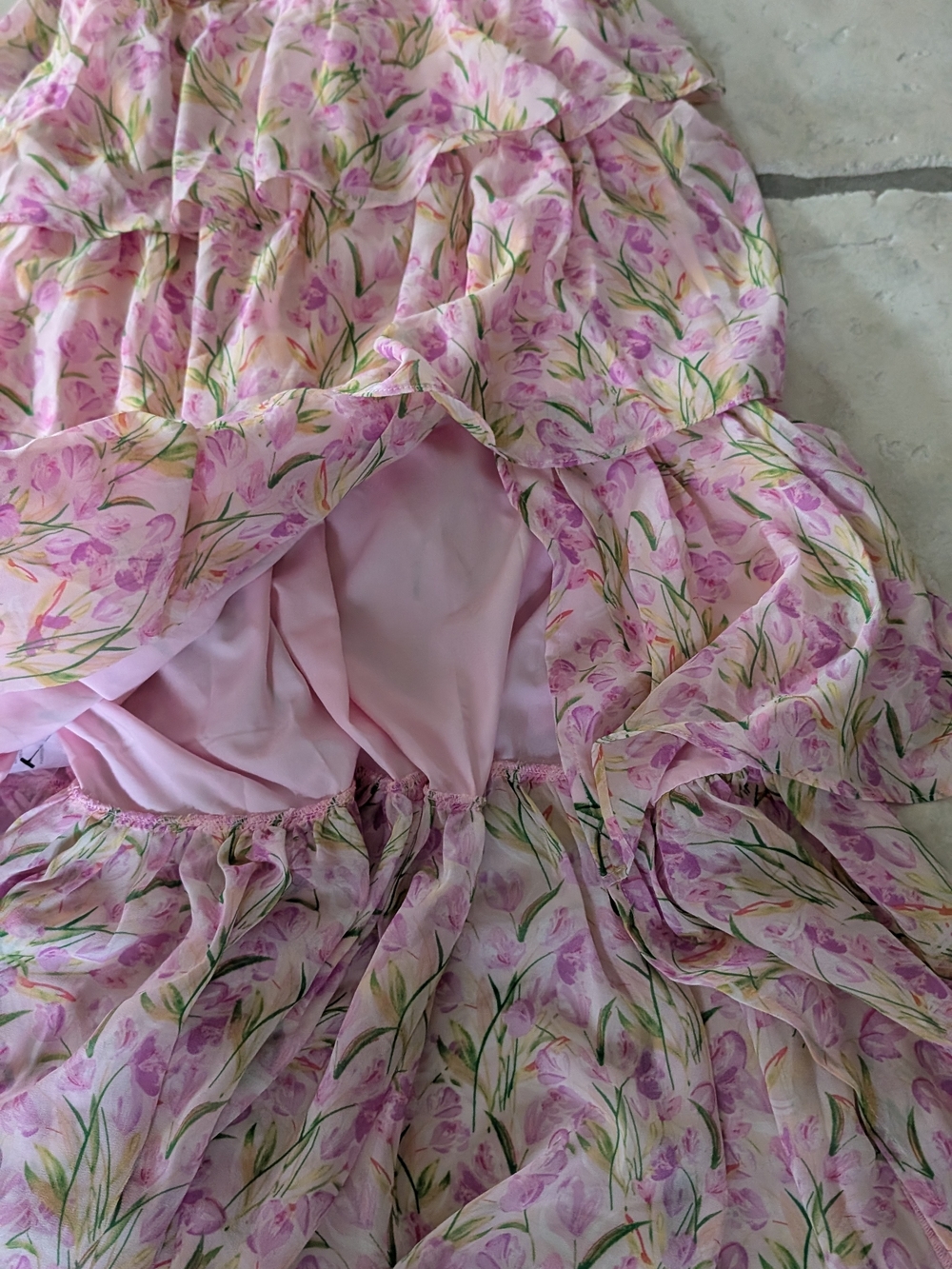 ASTR Floral Pink Tiered Maxi Dress - Picture 4 of 7